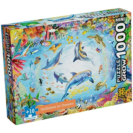 Mini Quebra-cabeça 1000 Golfinhos no Oceano - 4607 -  Grow