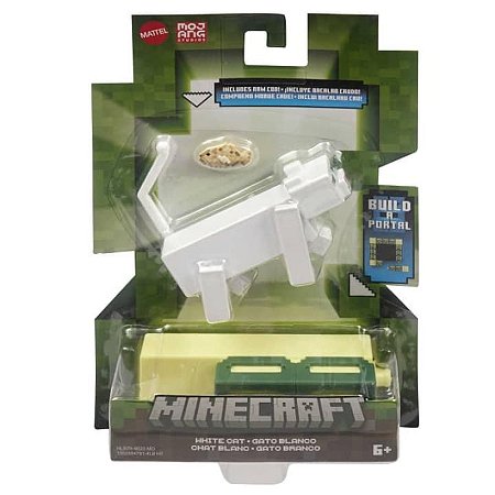 Boneco Minecraft Gato Branco e Acessório 7Cm Gtp08 Mattel