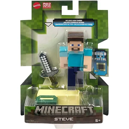 Boneco Minecraft Steve  Acessório 7Cm Gtp08/HMB17 Mattel