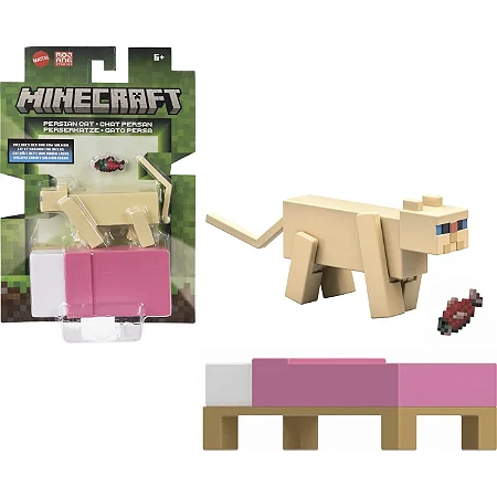 Boneco Minecraft Gato Persa e Acessório 7Cm Gtp08/JCN30 Mattel