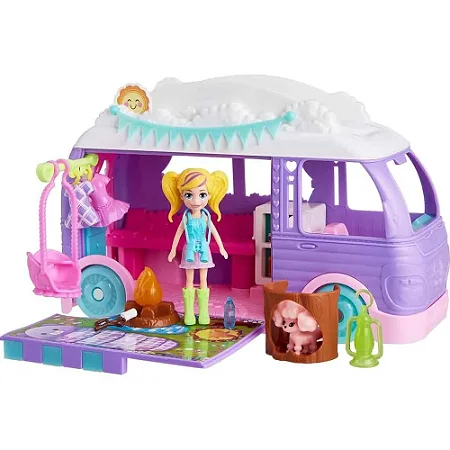 Polly Pocket Camper Van Boneca e Pet Playset JCC32 - Mattel