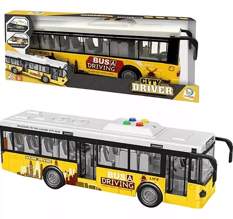Ônibus City Driver Fricção C/ Luz e Som Amarelo - Cardoso