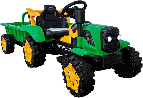 Trator Elétrico com Caçamba 12v Recarregável Verde - 1245- Bang Toys