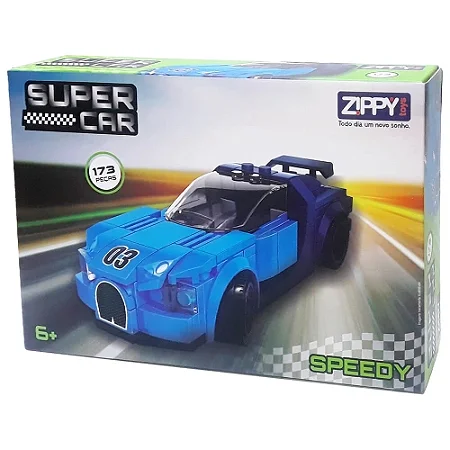 Blocos Montar Super Car Speedy Azul 173pç - 8345 - Zippy Toys