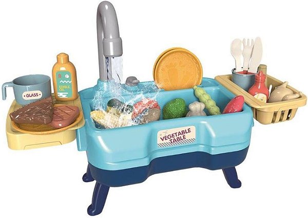 Pia de Cozinha Casa Encantada Azul c/ 29 Peças - 9285 Zippy Toys