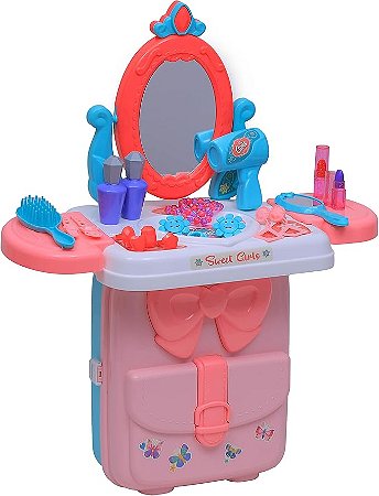 Maleta 3 em 1 Penteadeira 50cm Rosa - 10330 - Zippy Toys