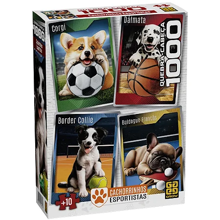 Quebra-cabeça 1000 peças Cachorrinhos Esportistas 04850 Grow