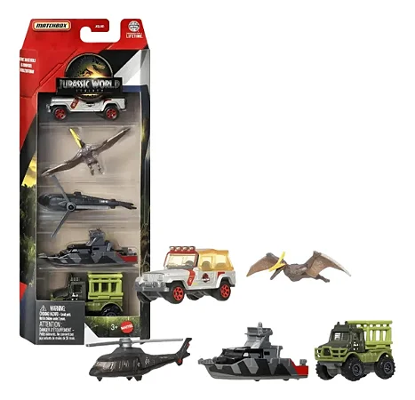 Matchbox Jurassic World Rebirth 5 Carrinhos - JGL60 - Mattel