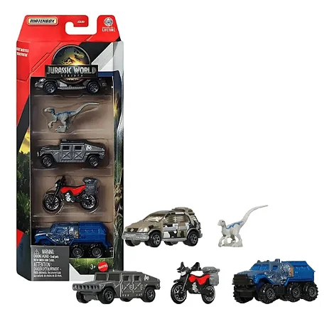 Matchbox Jurassic World Rebirth 5 Carrinhos - JGL60 - Mattel
