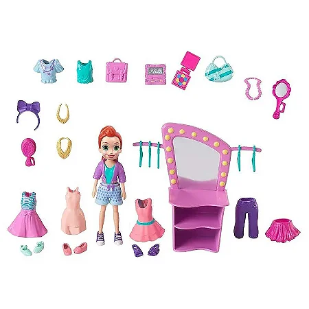 Boneca Polly Pocket Conjunto Estúdio de Beleza Lila - GBF85 GBF87 - Mattel