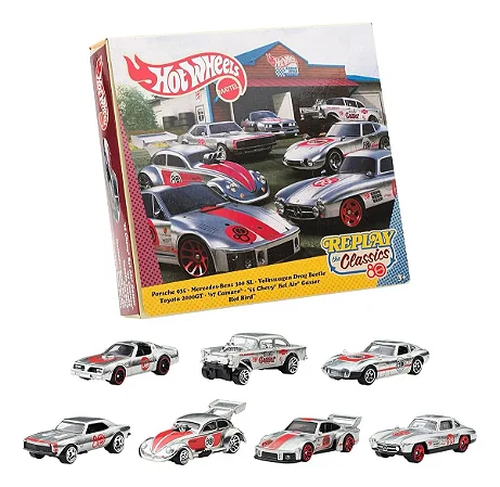 Hot Wheels Replay The Classics Pacote 7 Carros 80º aniversário da Mattel - JHF01