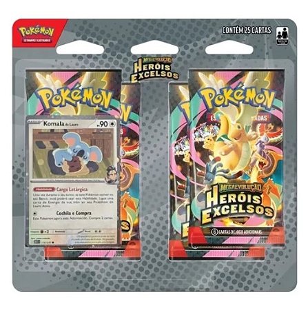 Pokémon Blister Quadruplo - ME Heróis Excelsos - Komala - 36440 Copag