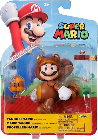 Boneco Tanooki Mario 10cm com Super Folha - Super Mario - Sunny 4200
