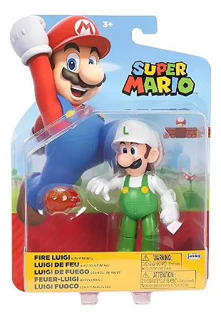 Boneco Luigi com Bola de Fogo 9cm - Super Mario - Sunny 4200