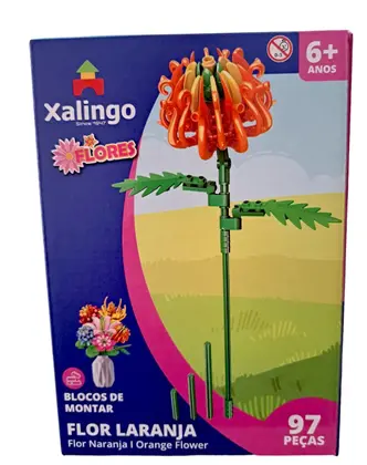 Blocos de Montar Mundo Encantado Flores - Flor Laranja 97pçs - 2854 Xalingo