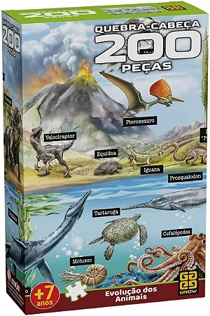 Quebra-Cabeça 200 Peças - Evolução Dos Animais - 4933 - Grow
