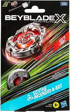 Beyblade X, Pião, Scythe Incendio 4-60T - Inclui Lançador - Hasbro F9583