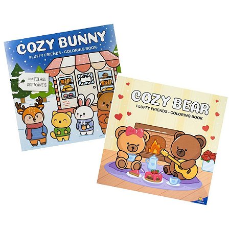 Fluffy Friends Kit com 2 Livros de Colorir - Cozy Bear e Cozy Bunny - 1193252/1193244
