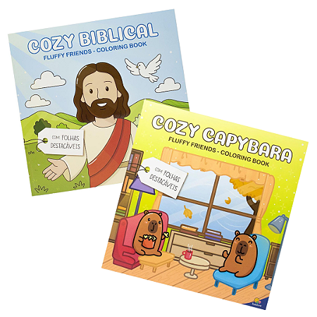 Fluffy Friends Kit com 2 Livros de Colorir - Cozy Capybara e Cozy Biblical - 1195379/1193236