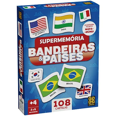 Jogo De Memória - Supermemoria - Bandeiras E Países - 5236 - Grow