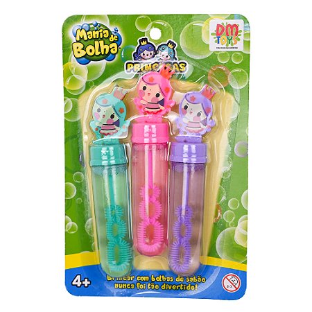 Mania de Bolha pack 3 peças topo Princesas DMT0021 Dm Toys