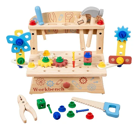 Bancada de Ferramentas de Madeira Montessori Brinquedo Educativo - YK1236