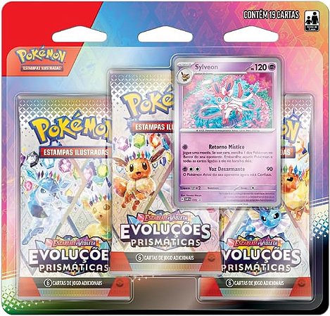 Blister Pokémon- Triplo - Sylveon - Evoluções Prismáticas - 35272 Copag