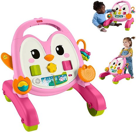 Andador Pinguim Rosa Musical Fisher Price Mattel - JMC67