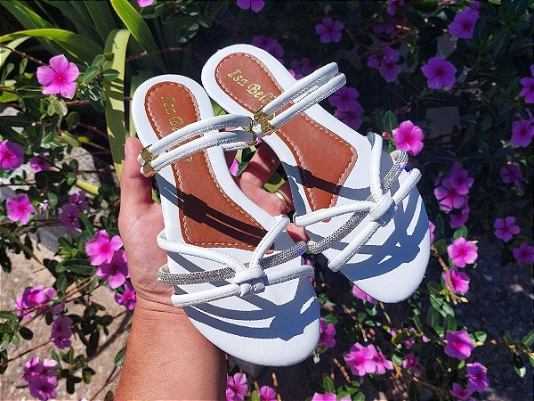 Sandália de Luxo com Strass - ISA 059 Branco Tamanho:38 (ISA-059 Branco 38)