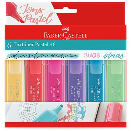 Marca Texto Textliner Pastel 46 - Faber-Castell - com 6 cores