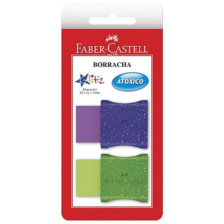 Borracha Color com Cinta Glitz - Faber-Castell - com 2 cores