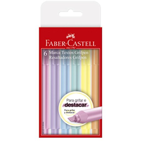 Marca Texto Grifpen Tons Pastelm - Faber-Castell - com 6 cores