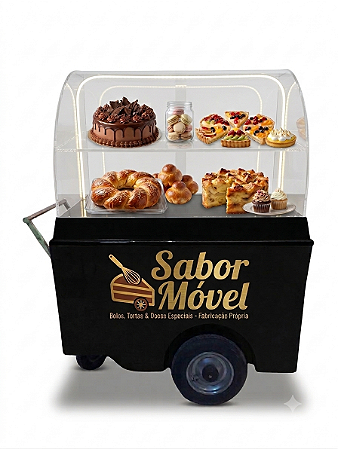 Carrinho Térmico para Bolos, Tortas e Doces com Vitrine em Acrílico