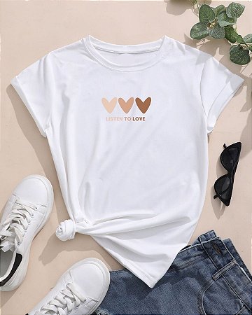 T-shirt LISTEN LOVE - branco