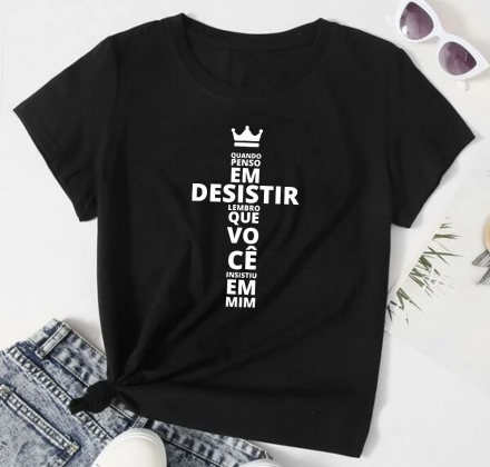 T-shirt NÃO DESISTIR - Preto