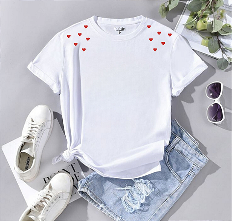 T-shirt CORAÇÕES - BRANCO