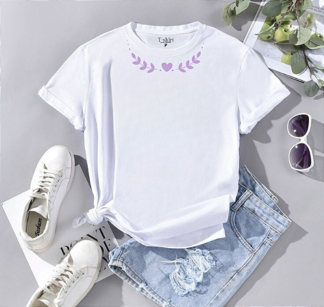 T-shirt CORAÇÃO LILAS - BRANCO