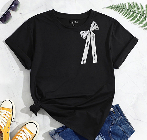 T-shirt Laço Channel - preto