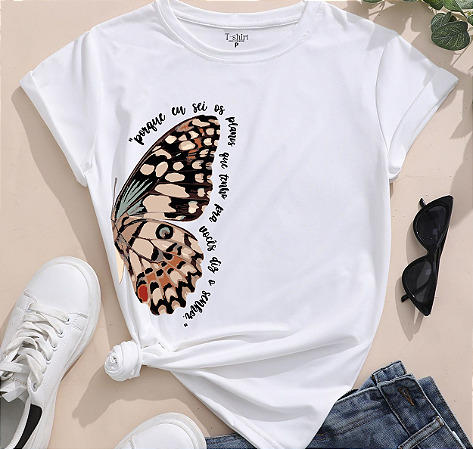 T-shirt PLANOS BORBOLETA - BRANCO