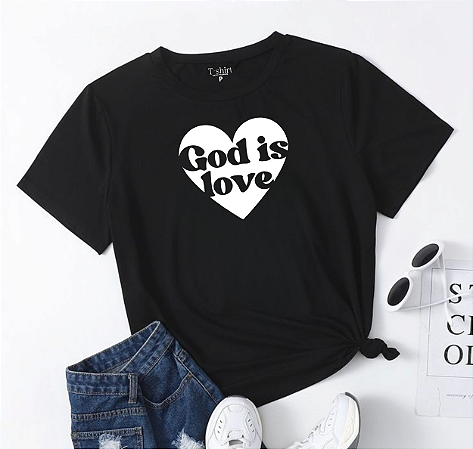 T-shirt GOD IS LOVE - PRETO