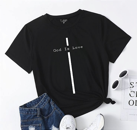 T-shirt CRUZ GOD IS LOVE - PRETO