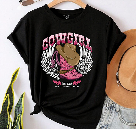 T-shirt IT´S A COWGIRL THING - PRETO