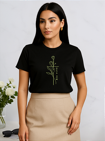 T-shirt ELE VIVE FLOR - PRETO