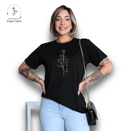 T-shirt ELE VIVE FLOR - PRETO