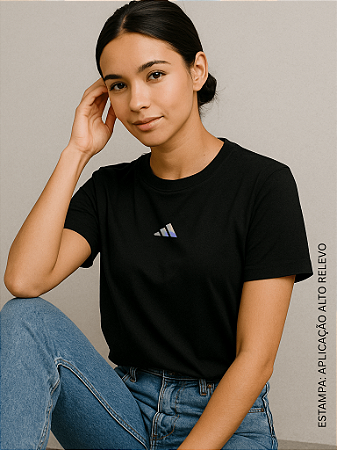 T-shirt ADIDAS ALTO RELEVO PRATA - PRETO