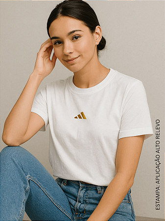 T-shirt ADIDAS ALTO RELEVO DOURADO - BRANCO