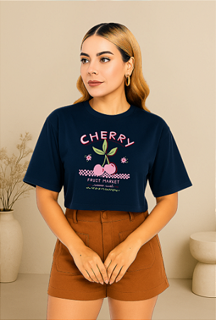 MAX CROPPED CHERRY  - AZUL MARINHO