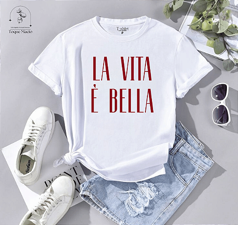 T-shirt LA VITA E BELLA - BRANCO