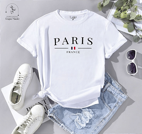 T-shirt PARIS FRANCE  - BRANCO