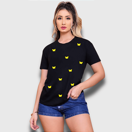 T-SHIRT BORBOLETA AMARELA